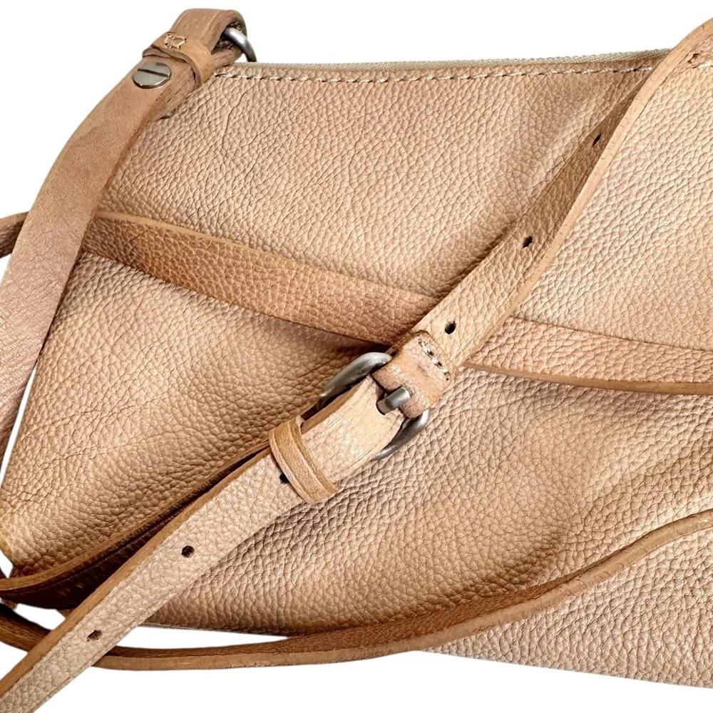 Madewell Twin Pouch Leather Crossbody Bag Washed Leather Light Tan Purse - Picture 7 of 16